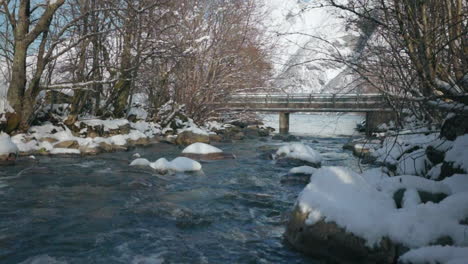 super slowmotion of a river at winter