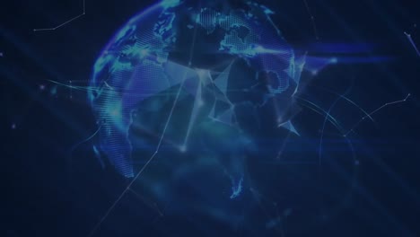 animation of glowing connections and globe spinning over smoke on dark background