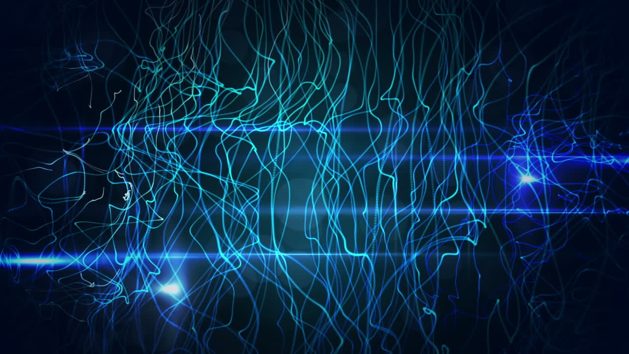 Animation of digital blue wave over dark background