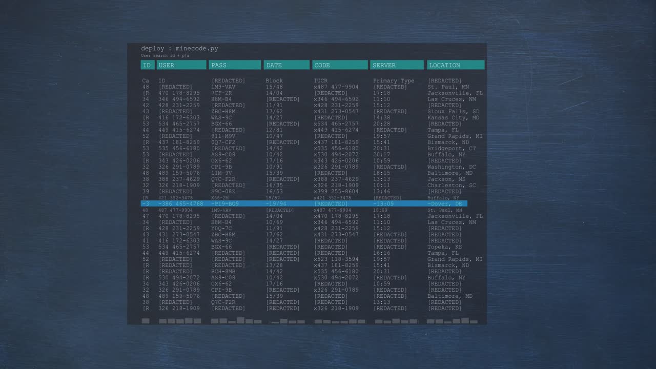 animación del procesamiento de datos por computadora sobre un fondo azul
