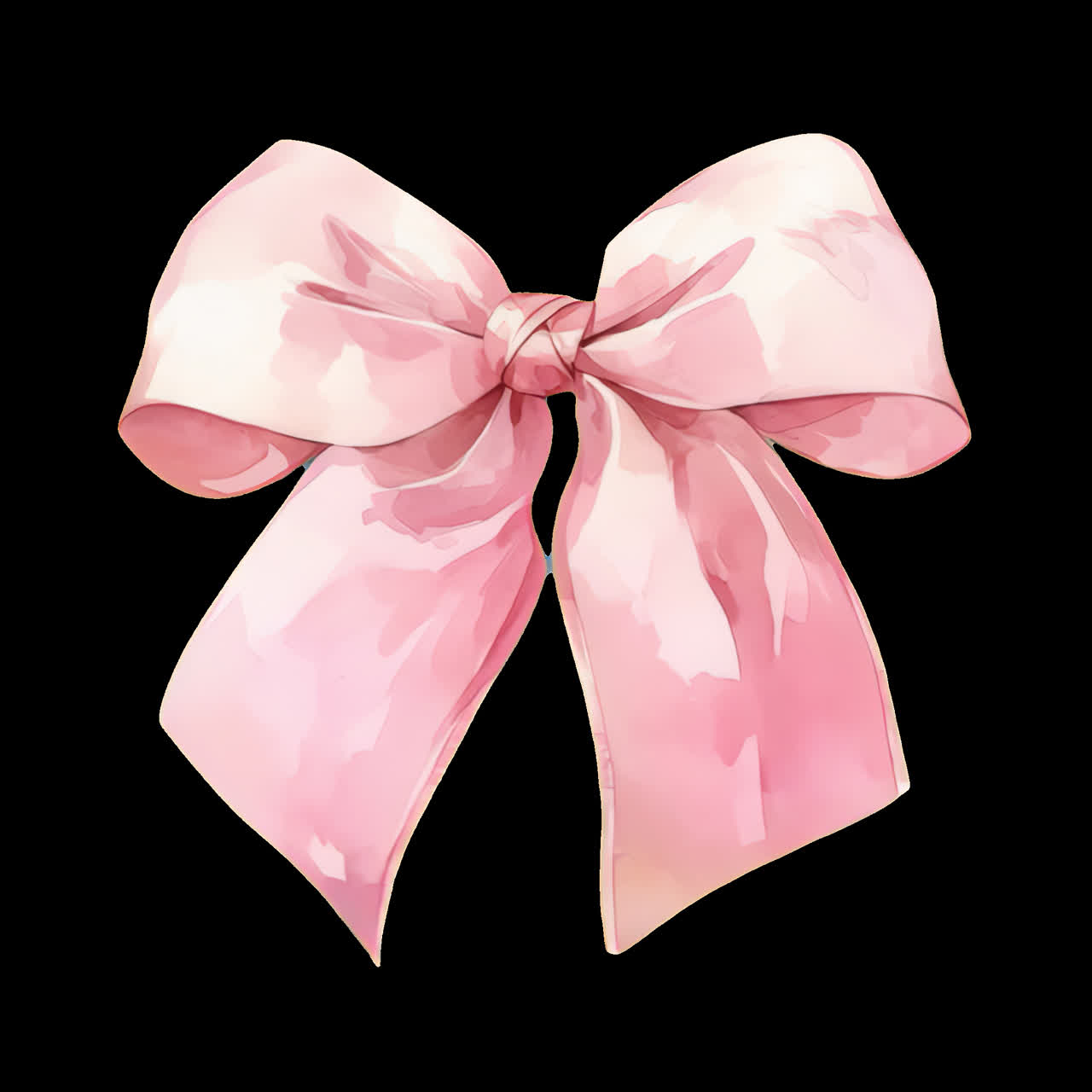 Elegant pink watercolor bow animation isolated asset, transparent 4K video, alpha channel, ProRes