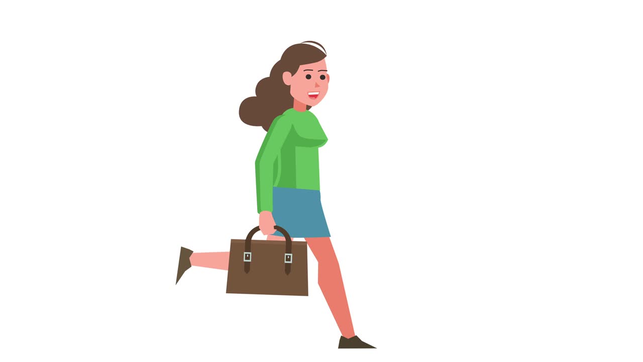 브리프케이스를 들고 달리는 소녀: 비즈니스 고립 된 만화 애니메이션