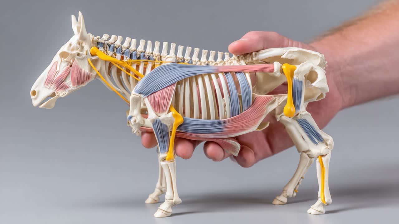 Detailed Anatomical Model of a Horse Displaying Musculature and Skeletal Structure, Perfect for Educational Purposes in Veterinary Medicine and Animal Anatomy Studies