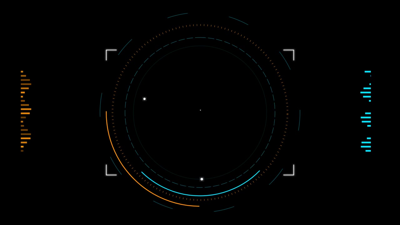 Futuristic Digital Radar Interface with Rotating Scanning Elements