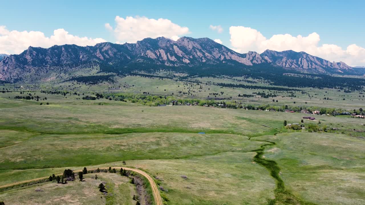 Drone view of Boulder flatirons