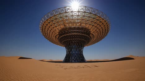 modern radio telescope in the desert