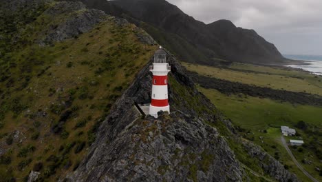 aerial view of cape palliser lighthouse in wellington, north island of new zealand