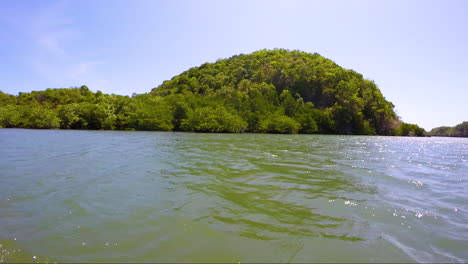 Grün-Gefärbtes-Meer-Mit-Einer-Grünen-Insel-Und-Mangroven