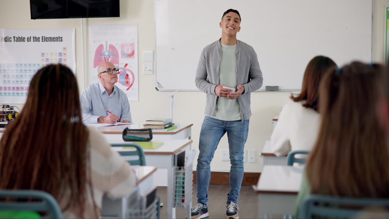 Classroom with teacher and students during a lecture
