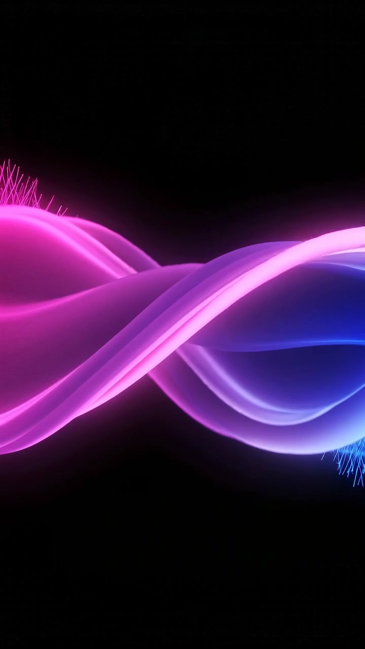 Abstract Glowing Pink and Blue Wavy Lines Flowing