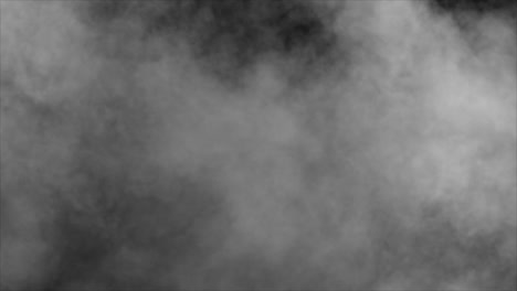 Thick white rolling fog or smoke bank enters from bottom left, spreading to fill the screen. Atmospheric overlay for mystery, transitions or VFX