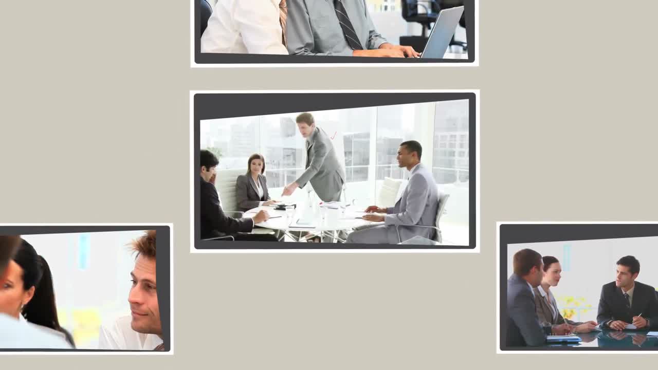 montaje de personas de negocios hablando de algunos proyectos