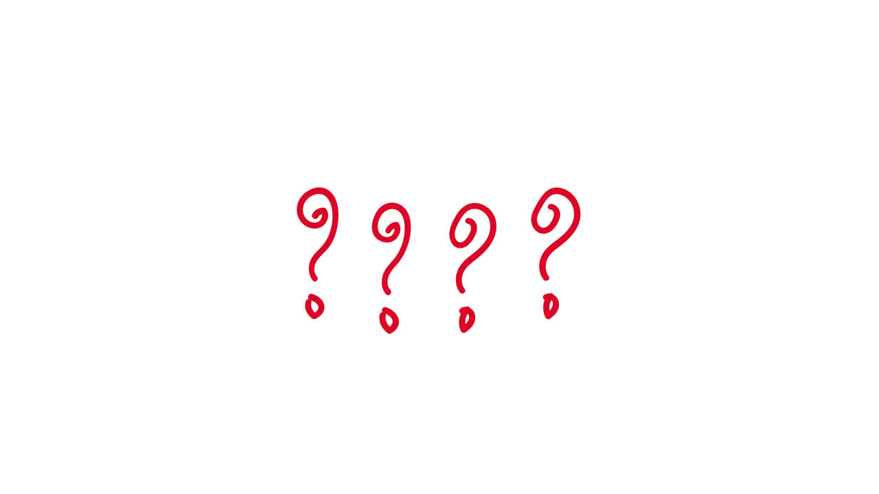 Animated Red Question Marks Wiggling on White Background