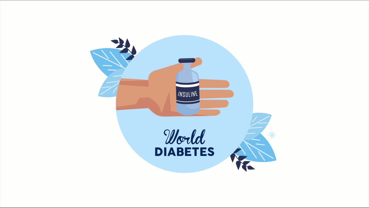 world diabetes day lettering with hand lifting insuline bottle