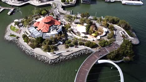 aerial view of the island at elizabeth quay, perth in the swan river