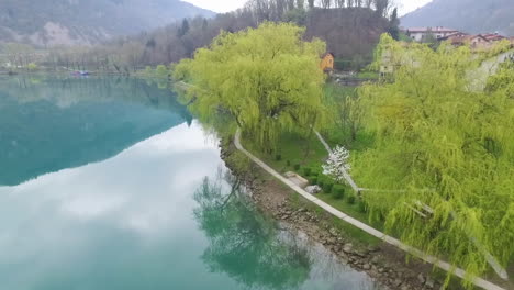 Aerial-view-of-Soca-river-near-the-wellhead---National-park-Triglav-in-Slovenia