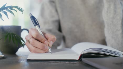 woman writing in a notebook