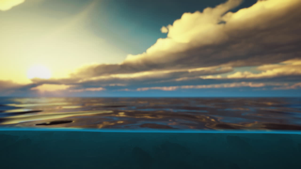 Serene ocean view at sunset with colorful clouds and calm water