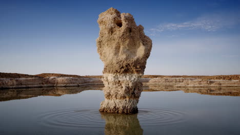 tufa formation in calm lake