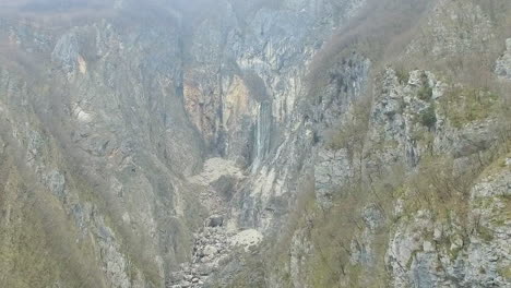 Aerial-view-of-Boka-Waterfall-in-Triglav-National-Park,-Julian-Alps