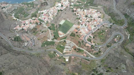 Blick-Von-Oben-Auf-Das-Küstendorf-Agulo-Auf-Den-Kanarischen-Inseln,-Spanien