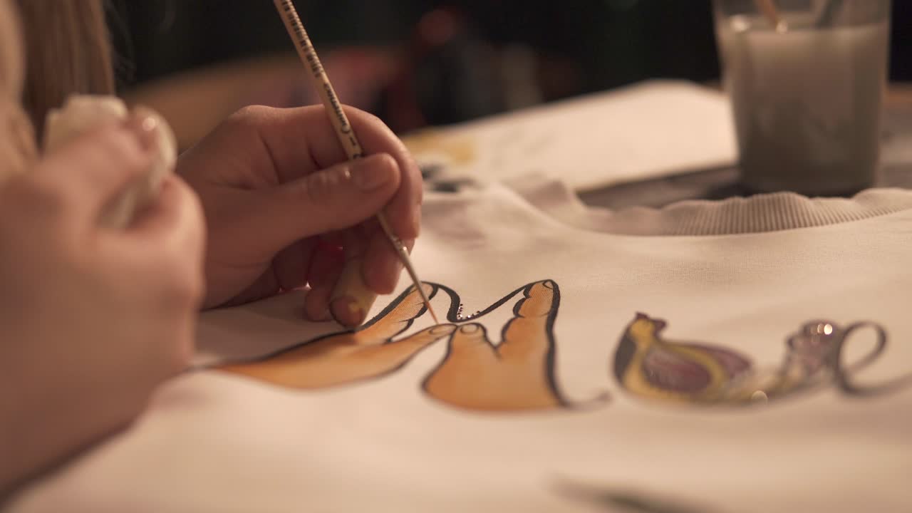 un diseño de pintura en una sudadera blanca