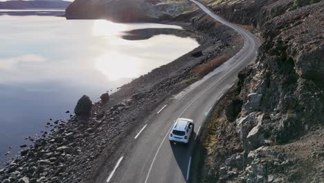 ICELAND-VOLCANO-mountain-view-with-road-trip-4K-Drone-Footage