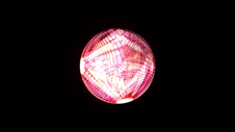 4k 3d abstracto esfera roja rosada elemento de efecto de bola de discoteca futurista aislar con canal alfa utilizando prores de tiempo rápido 444 codificar bucle sin fisuras para evento, concierto, título, presentación, bucle vj.
