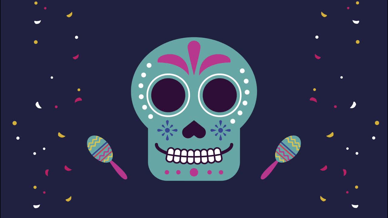 mexican celebration party with blue skull