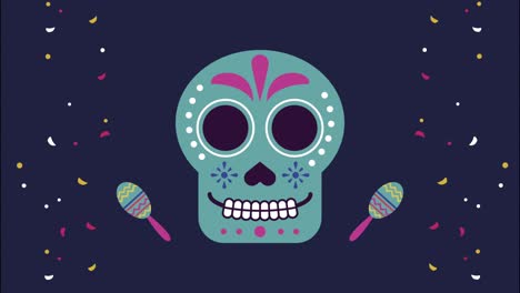 fiesta de celebración mexicana con la calavera azul
