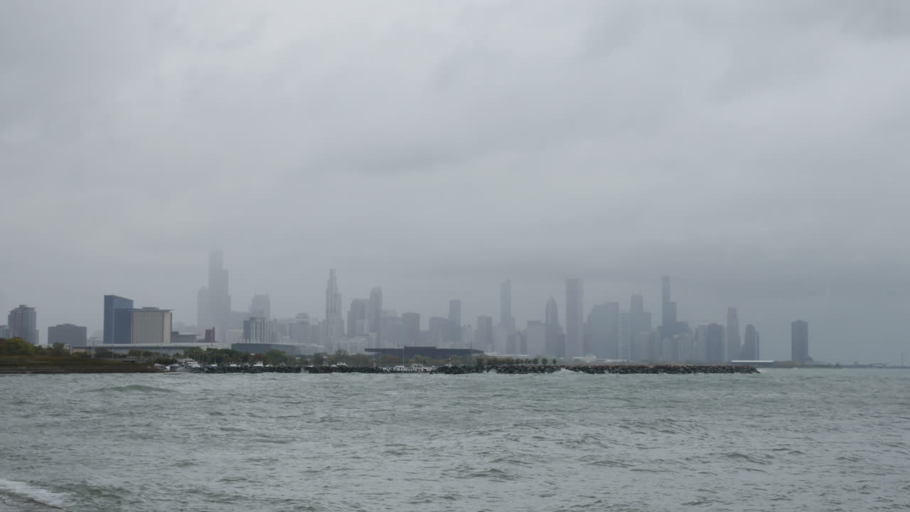 Chicago skyline time lapse on the Chicago River shot in 4k high resolution