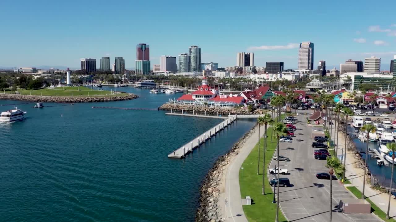 롱비치 항구 (port of long beach) - 요트, 등대, 미국 발 위의 공중 풍경