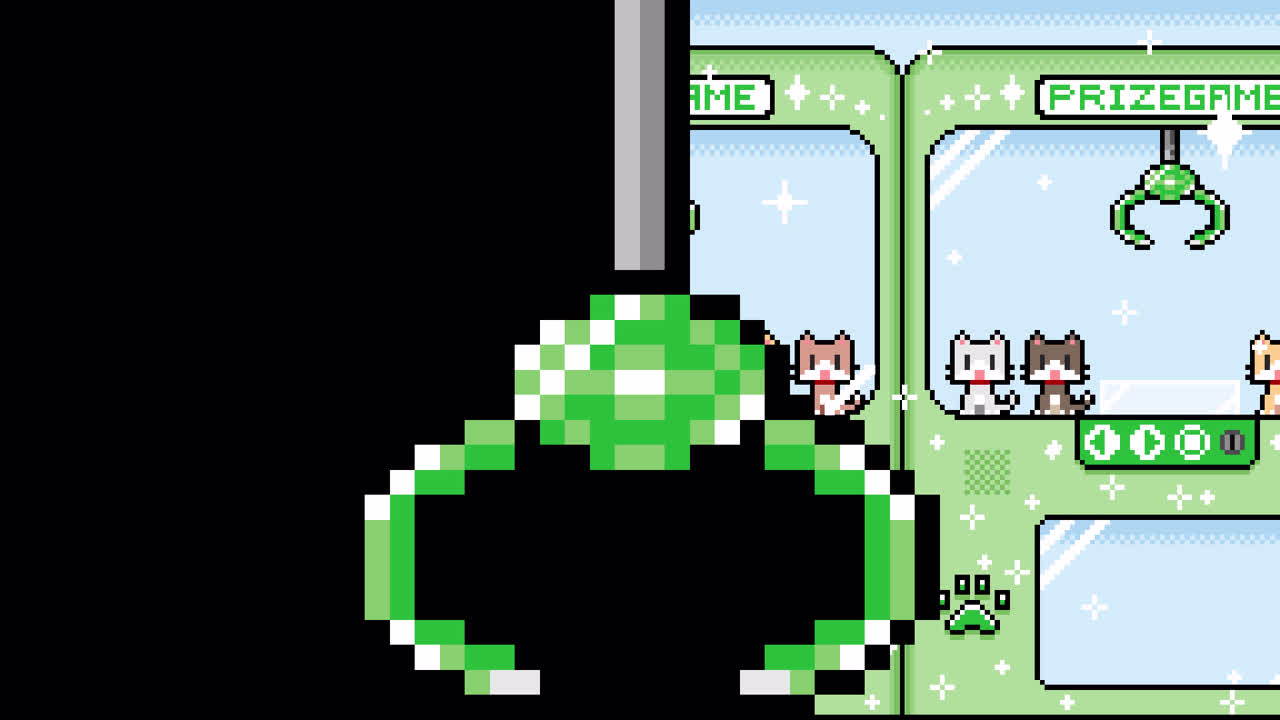 Pixel Art Claw Machine Game with Cute Cats