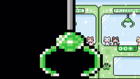 pixel art claw machine game with cute cats