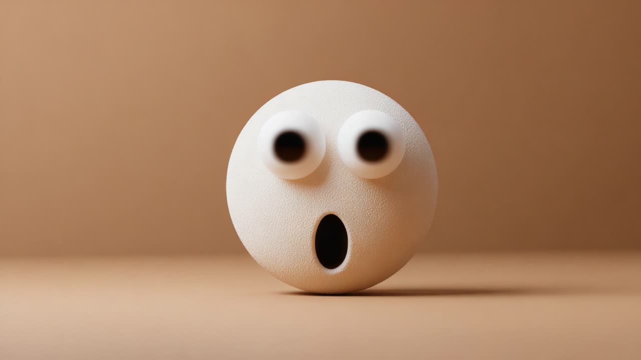 A Fascinating Transformation: From Shocked Emotion to Subtle Disappointment in a Playful Character's Expression Captured in Beautiful Simplicity and Minimalist Design