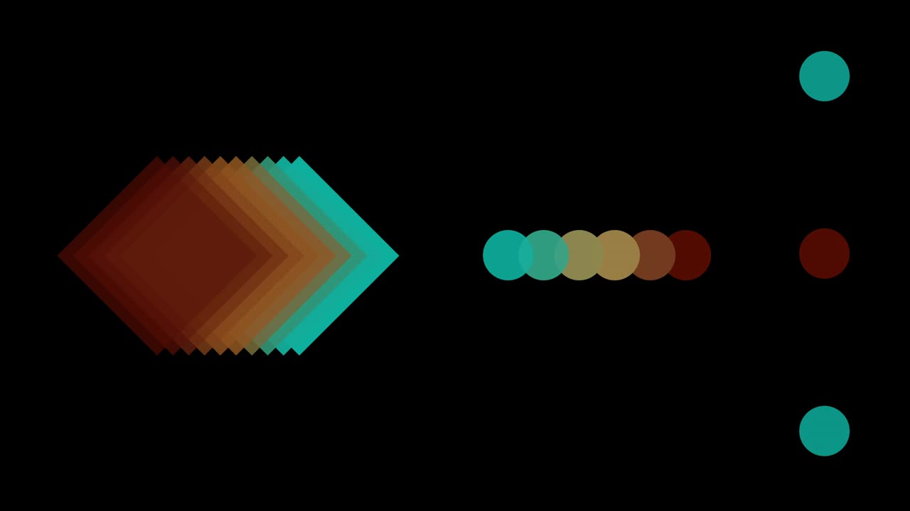 fondo de arte abstracto con cuadrados y puntos de color cian, naranja y rojo oscuro