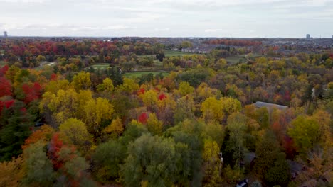 Fliegen-Sie-An-Einem-Herbstlichen,-Bewölkten,-Launischen-Tag-über-Einen-Park