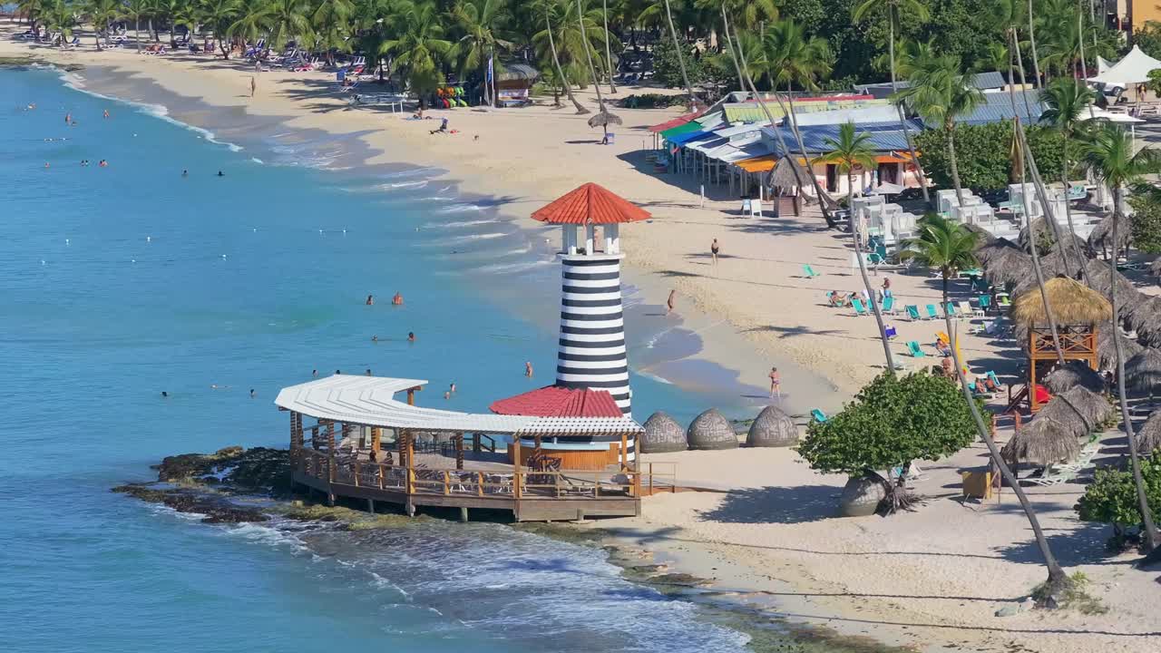 Famous El Faro de Bayahibe In Dominicus, Dominican Republic. Aerial Drone Shot