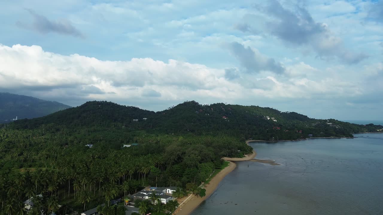 Koh Samui Lamai virgin beach Gulf of Thailand sandy shore coastline, aerial drone view