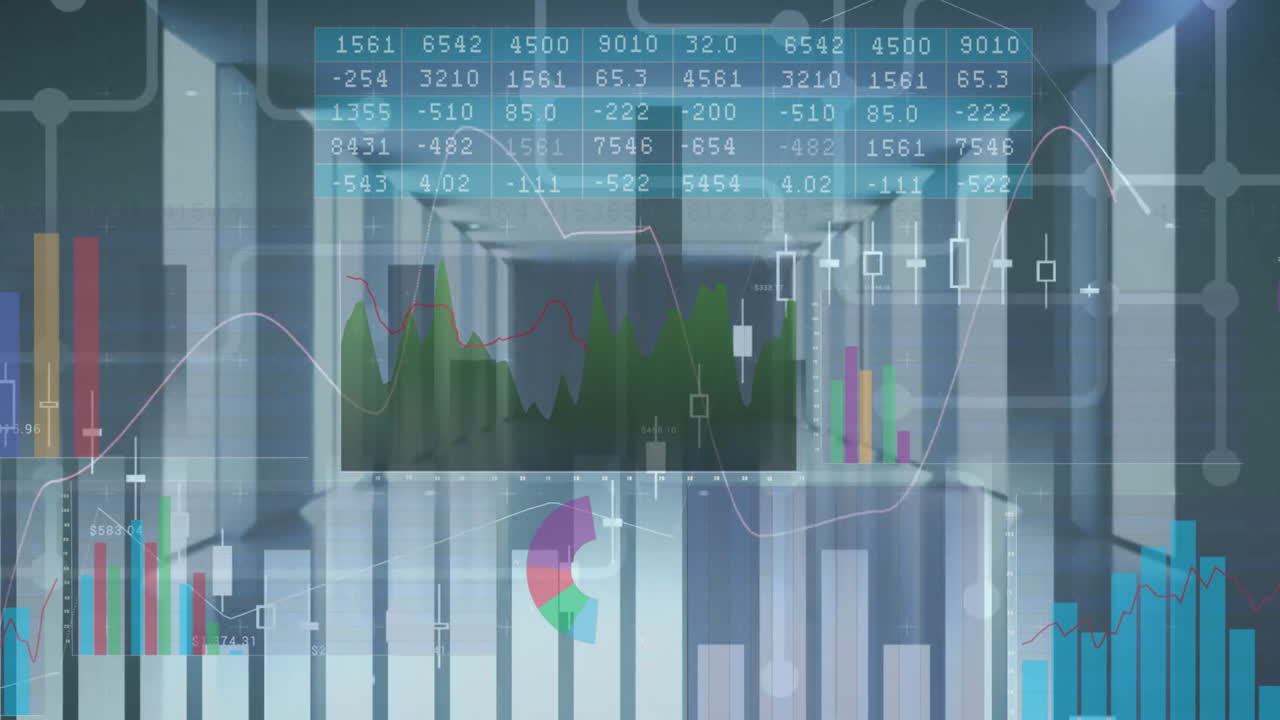 animación de gráficos y gráficos de procesamiento de datos en la sala del servidor