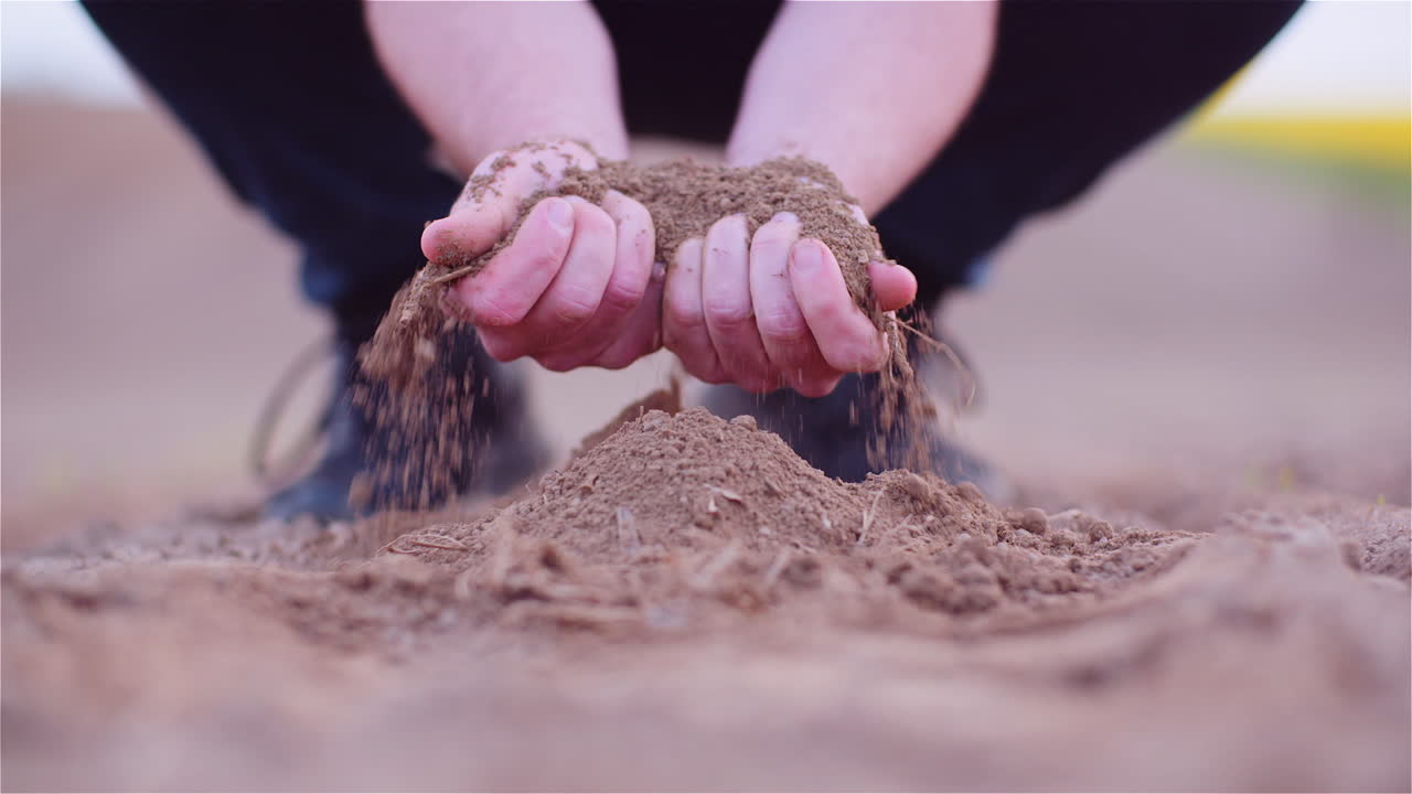 agricultor examinando suelo orgánico en las manos agricultor tocando tierra en el campo agrícola 18