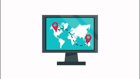 servicio logístico de entrega con mapas de escritorio y de la tierra