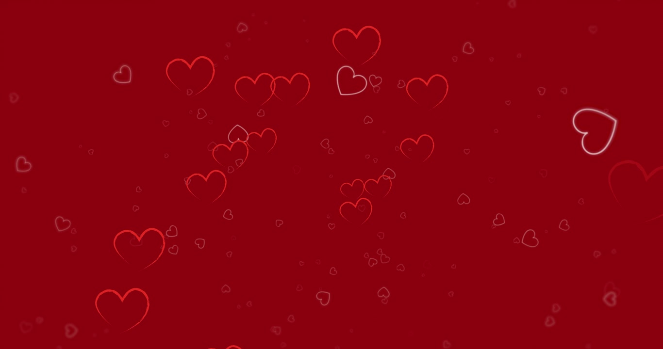 Animazione di cuori che fluttuano su sfondo rosso