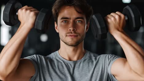 man lifting dumbbells in the gym