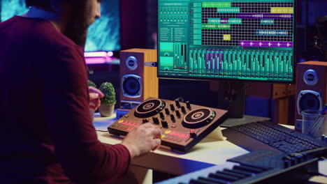 audio engineer inserting an usb stick in the pc to record himself playing piano