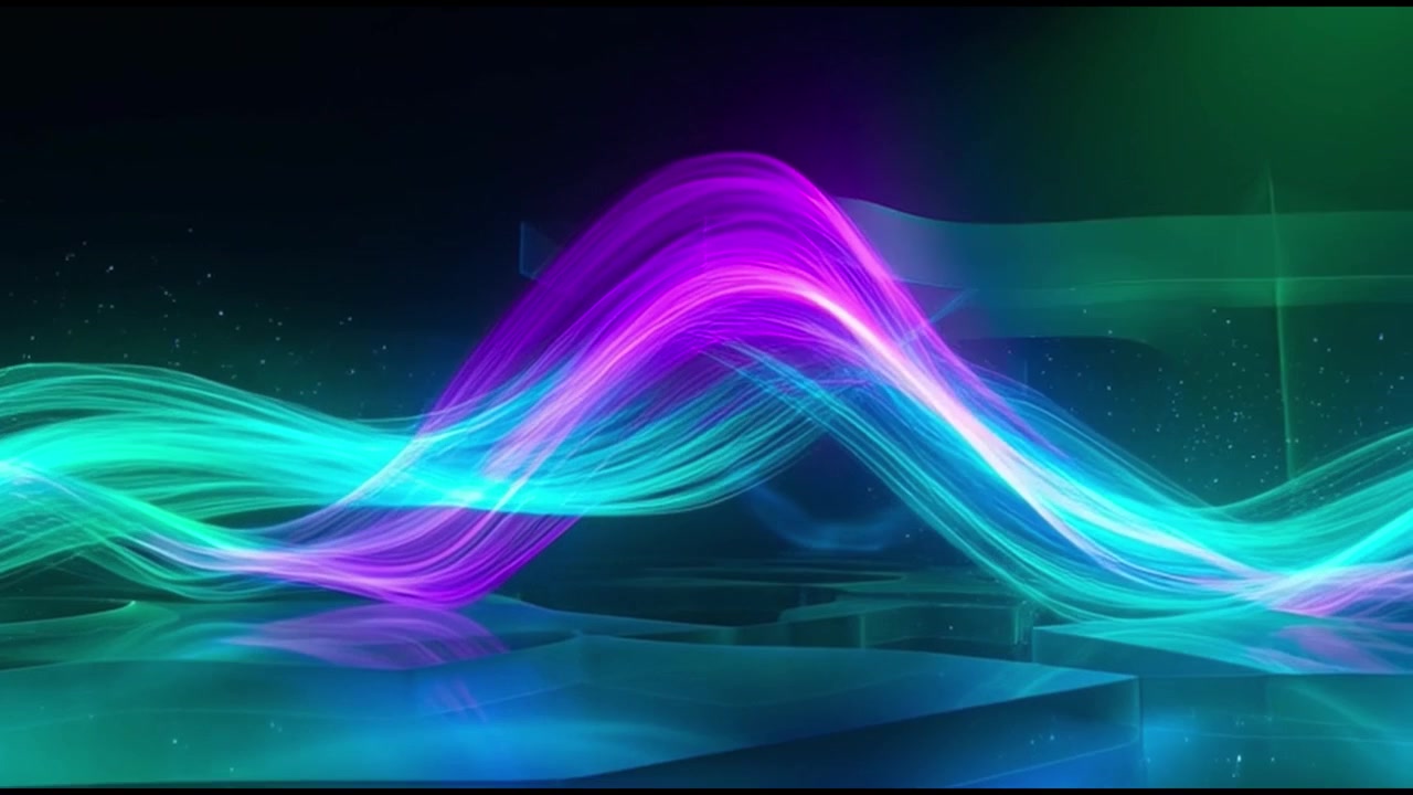 Abstract Motion Background with Glowing Cyan and Purple Light Waves