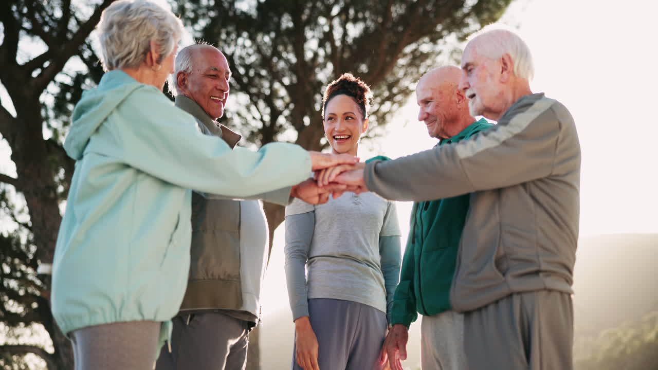Group of active seniors celebrating success