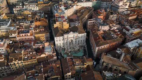 Drone-Orbita-Muy-Por-Encima-De-La-Fontana-De-Trevi