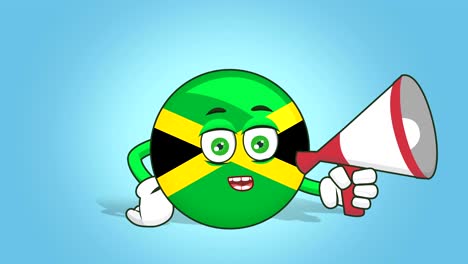 icono de dibujos animados bandera de jamaica cara animación hablar en megáfono con alfa mate