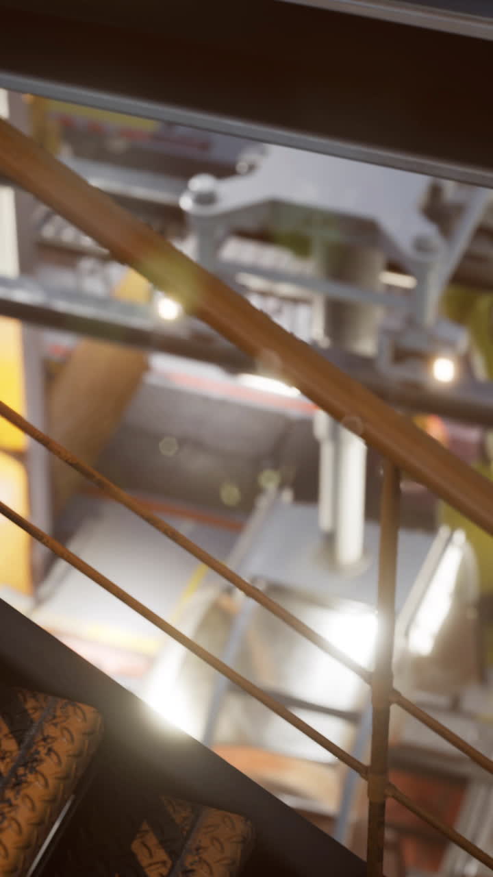 primer plano de una escalera de acero oxidado en un entorno de fábrica